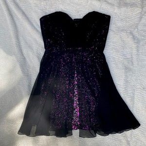 Mark & James Badgley Mischka Sz 10 Strapless Dress Black Pink Sequins Evening